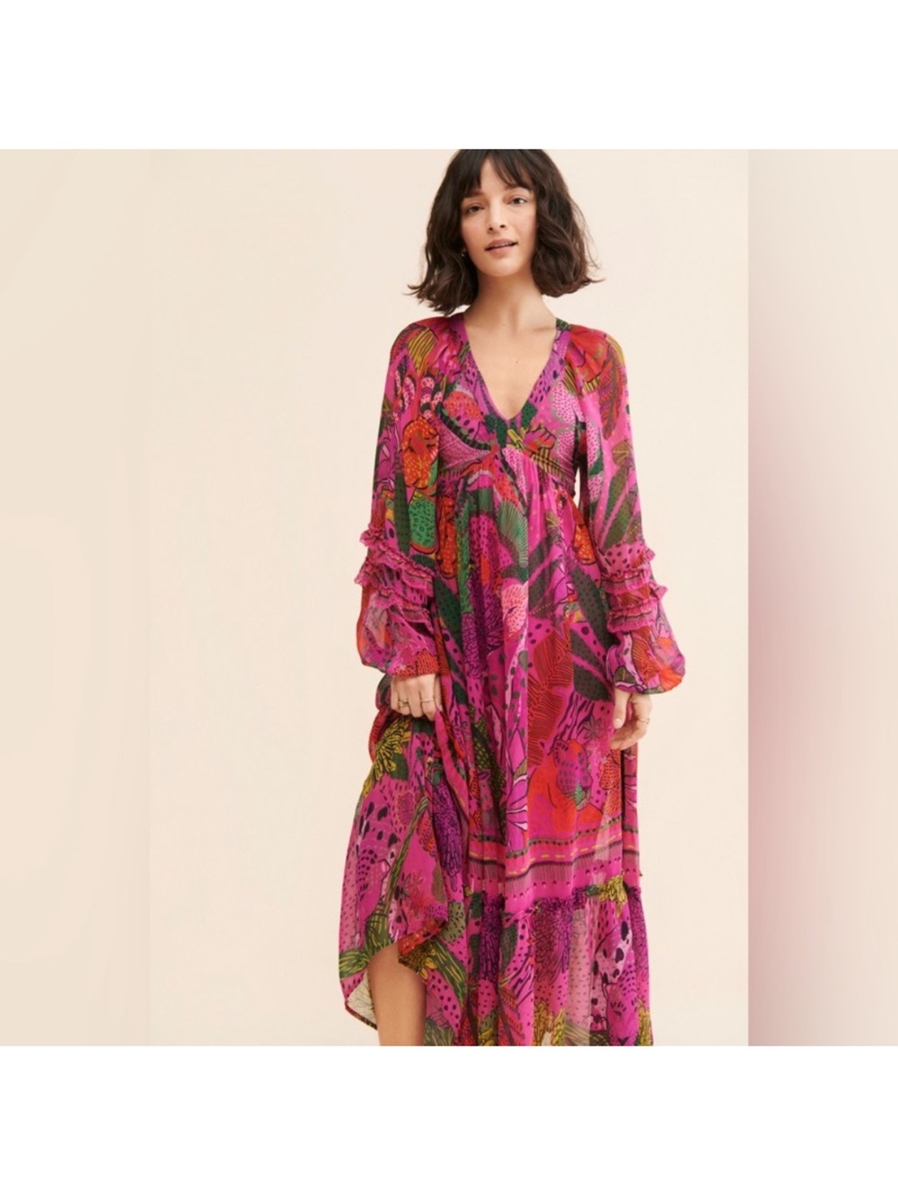 Farm Rio Cool Leopards Long Sleeve Maxi